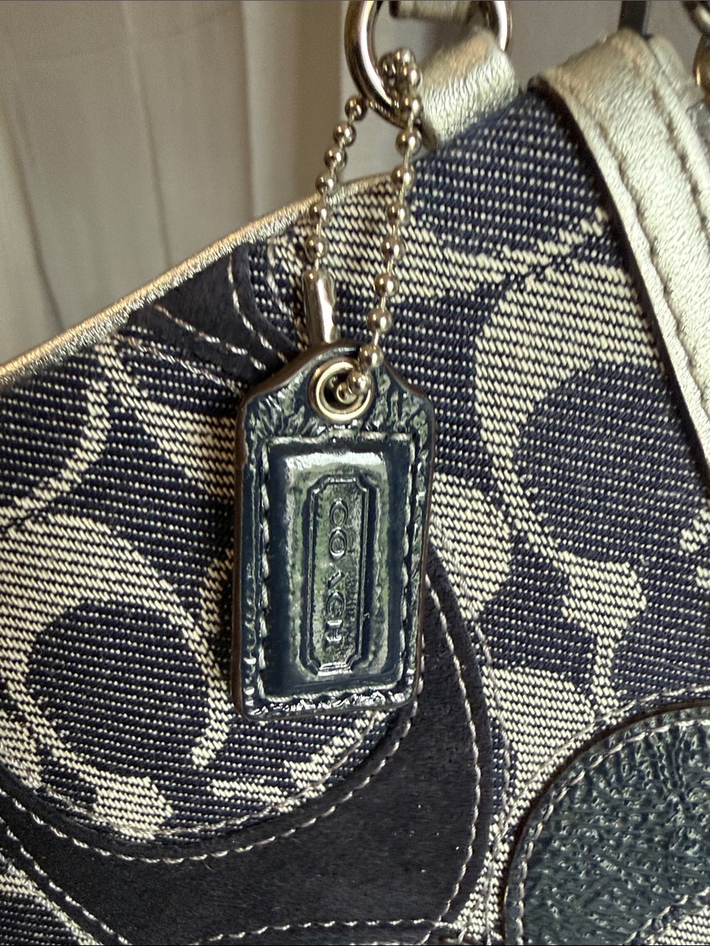 Coach Poppy Signature Denim Patchwork Large Wristlet (Style #45185) - Picture 4 of 9